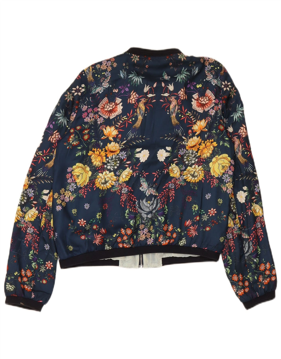 Giubbotto bomber grafico Zara da donna Trafaluc UK 14 medio blu navy floreale