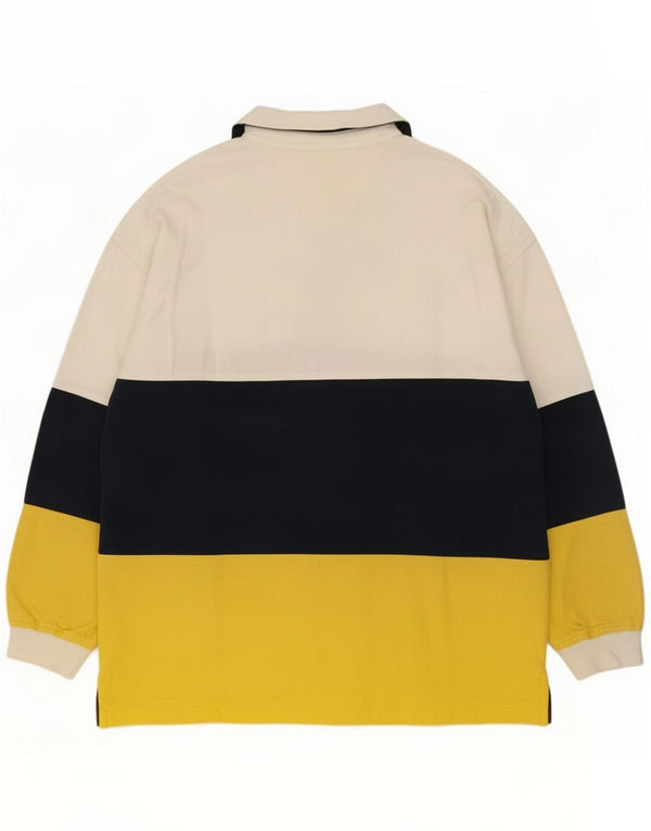 Outrage Mens Long Sleeve Polo Shirt Size 42 Large Multicoloured Colourblock