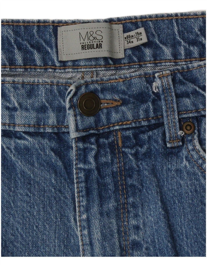 Jeans dritti regolari da uomo Marks & Spencer W34 L31 cotone blu