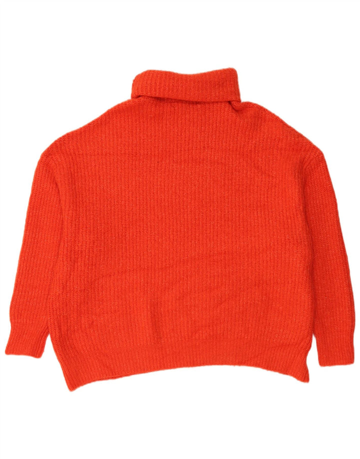 Maglione maglione oversize con collo alto da donna Zara UK 16 grande acrilico arancione