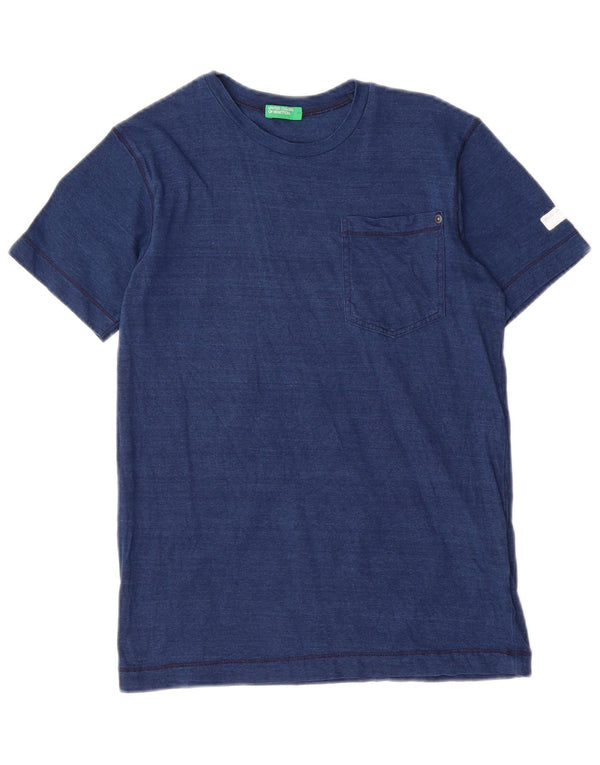 T-shirt Benetton Bambino 10-11 Anni XL Cotone Gessato Blu Navy