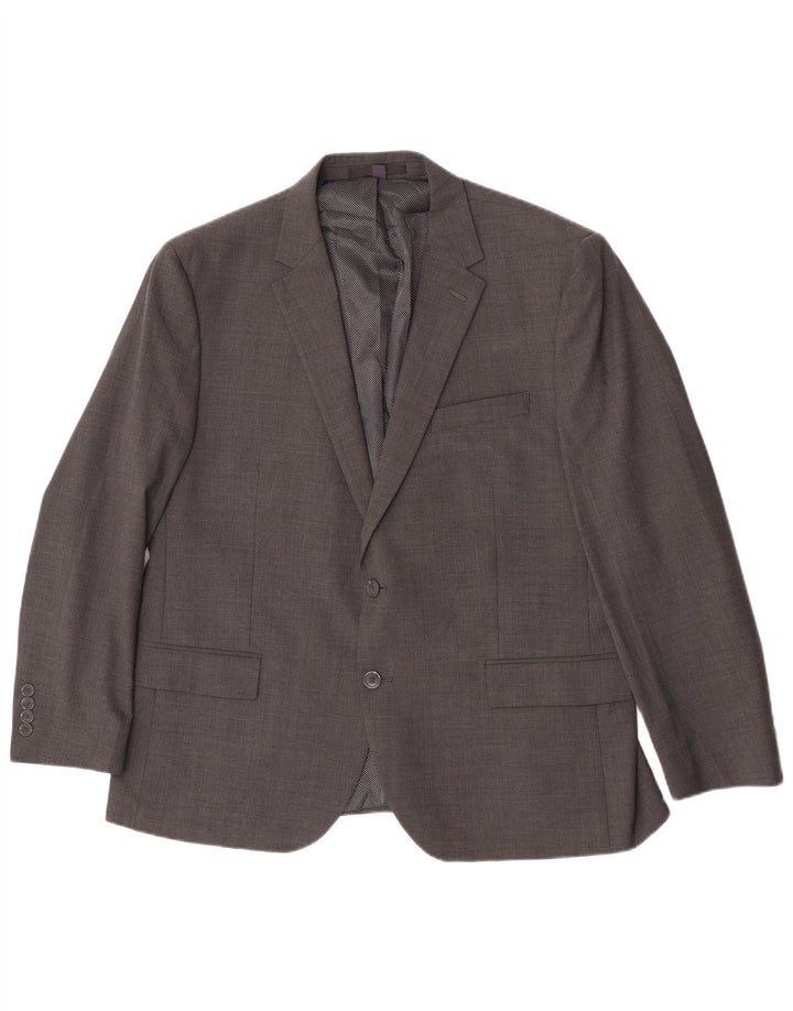 Giacca blazer a 2 bottoni da uomo Marks & Spencer UK 44 XL lana a quadri grigia