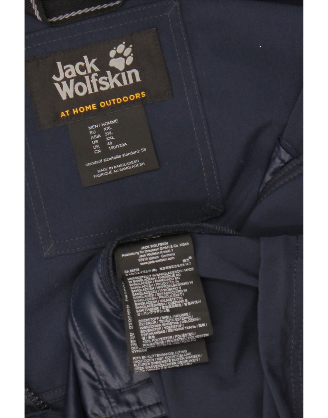 Giacca a vento con cappuccio da uomo Jack Wolfskin UK 48 2XL poliestere blu navy