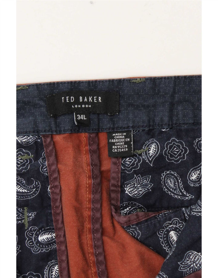 Pantaloni chino slim da uomo Ted Baker W34 L33 in cotone marrone