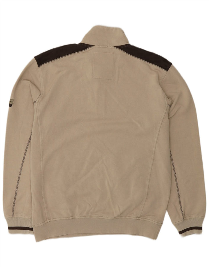 CHAMPION Felpa da uomo con collo con zip, maglione grande, cotone color block beige
