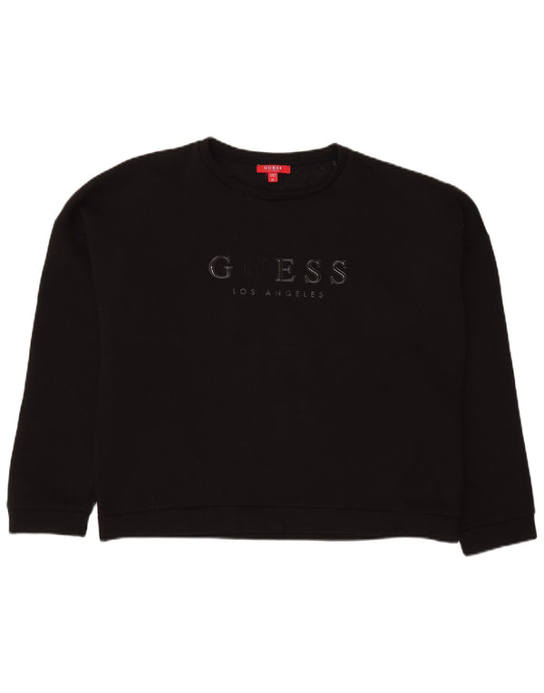 Guess Felpa con grafica corta oversize da donna UK 14 Large Nera