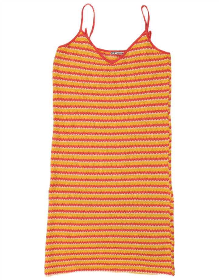 Prendisole da donna Zara UK 12 medio a righe gialle