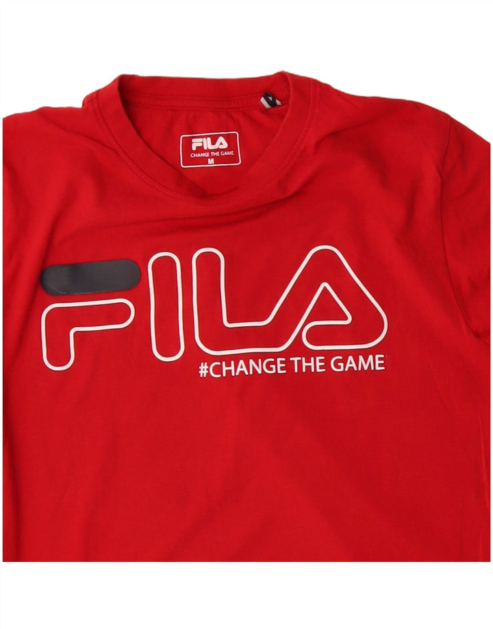 FILA Top grafico da uomo a maniche lunghe in cotone rosso medio