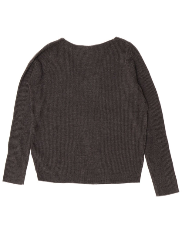 Maglione con scollo a V da donna Marks & Spencer UK 8 piccolo acrilico grigio