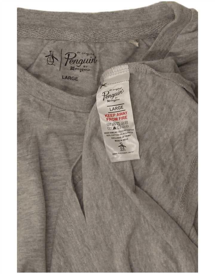 T-shirt da uomo Penguin Top grande in cotone chiazzato grigio