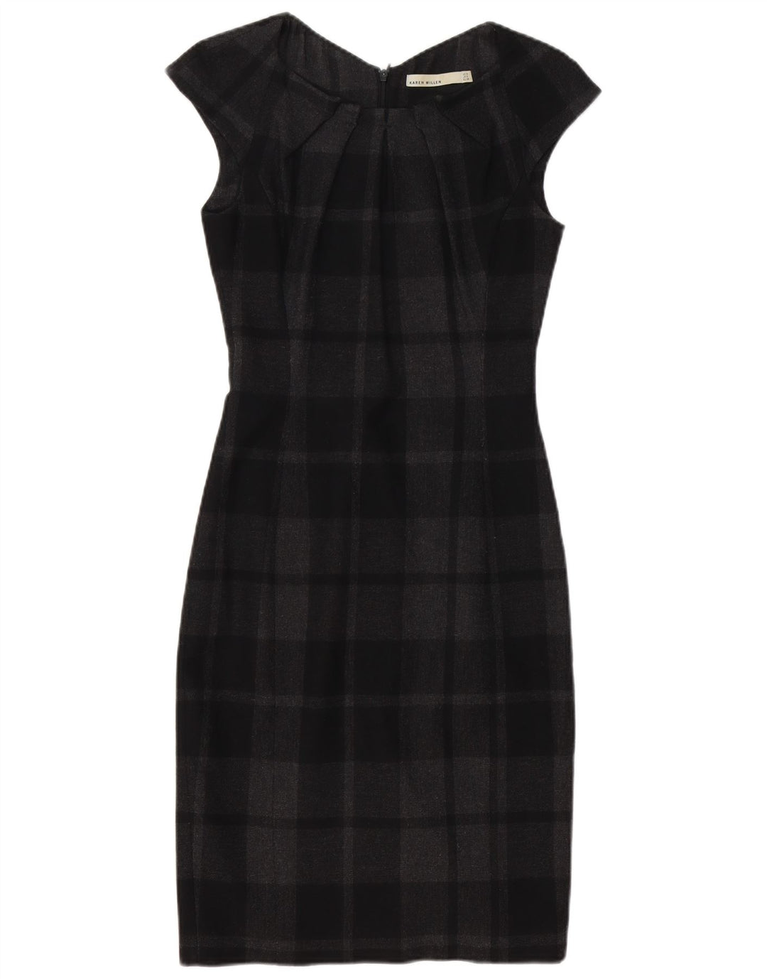 Abito tubino da donna Karen Millen UK 8 piccolo poliestere a quadri nero