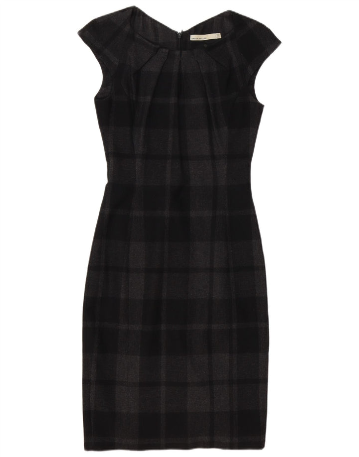 Abito tubino da donna Karen Millen UK 8 piccolo poliestere a quadri nero