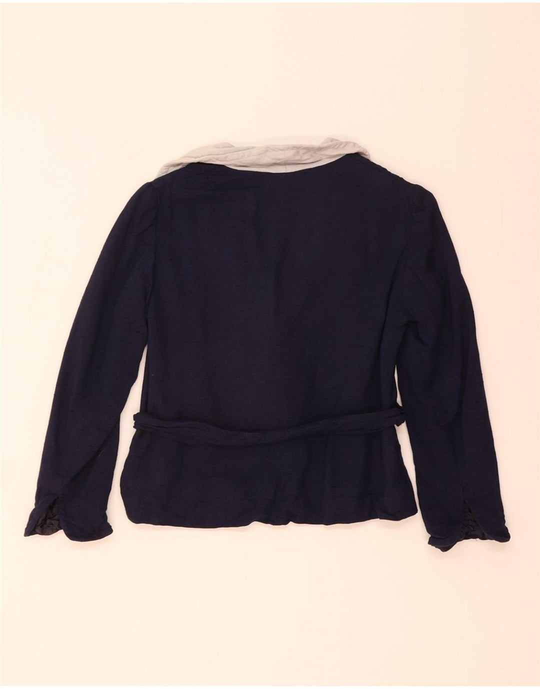 VINTAGE Womens Crop Blazer Jacket UK 12 Medium Navy Blue Colourblock