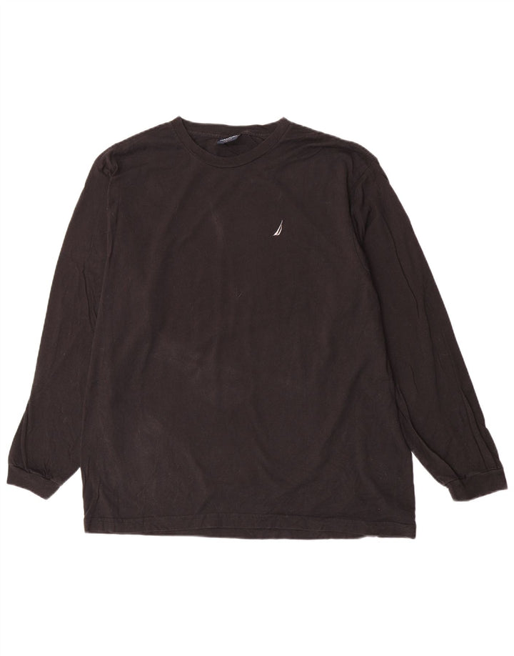 NAUTICA Top da uomo a manica lunga grande in cotone nero