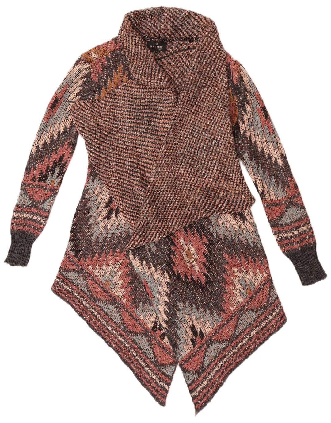 Recensione Maglione cardigan asimmetrico da donna UK 10 Piccolo multicolore azteco