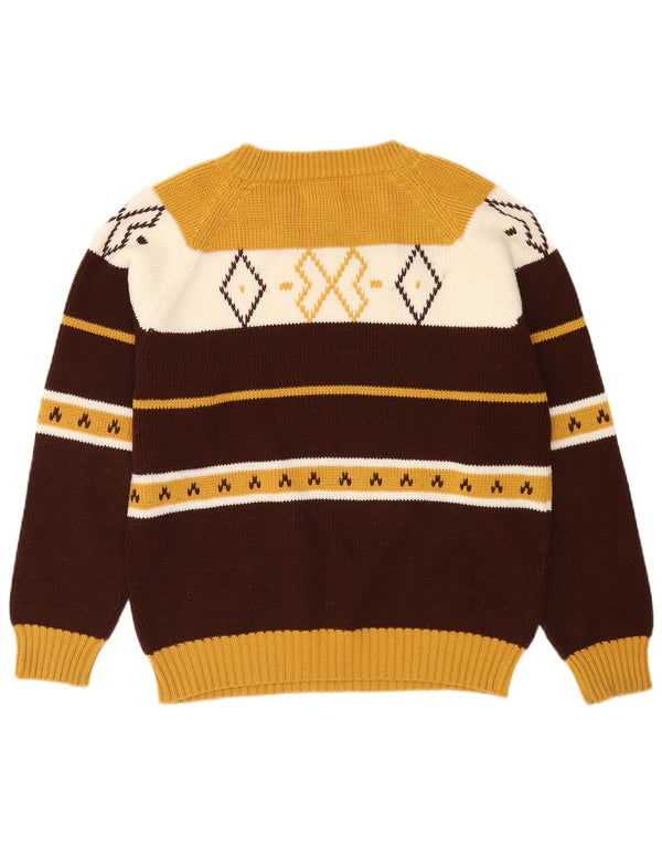 Maglione da donna con scollo a barca Dino Disardi UK 16 Large Brown Striped