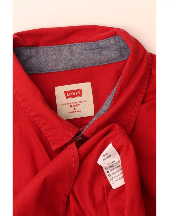 Camicia Levi's da uomo slim fit grande in cotone rosso