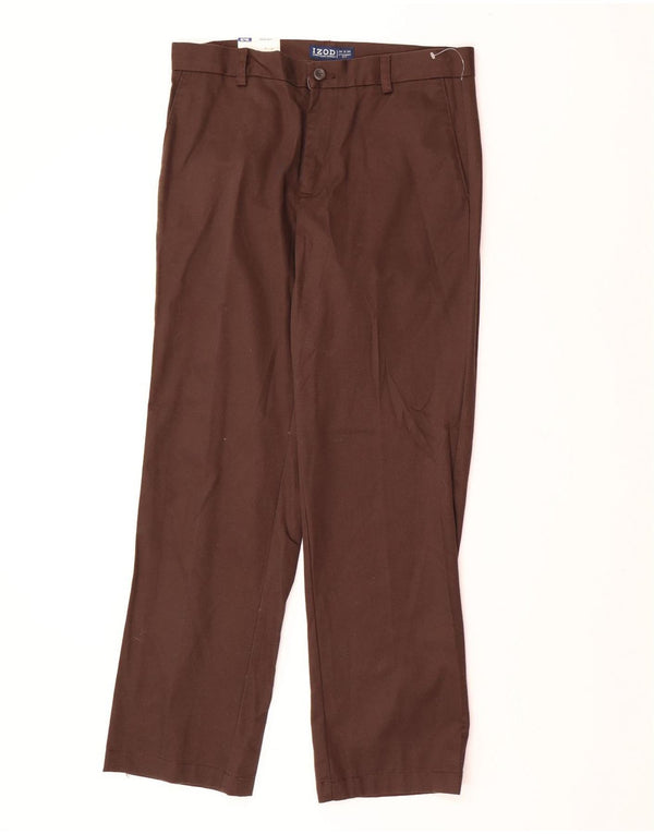 Pantaloni chino dritti da uomo IZOD W30 L30 in cotone marrone