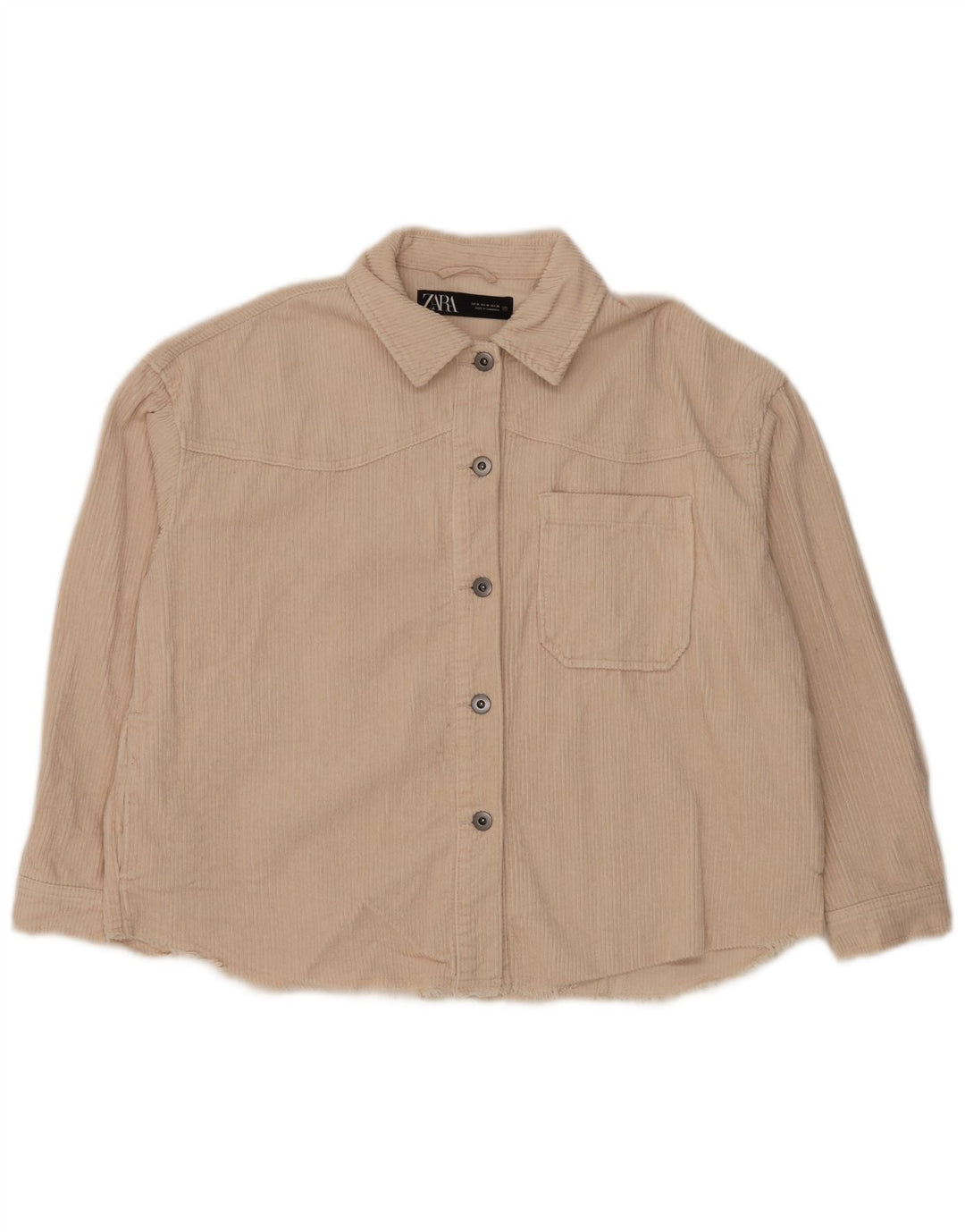 Camicia da donna oversize in velluto a coste ZARA UK 14 cotone bianco sporco medio