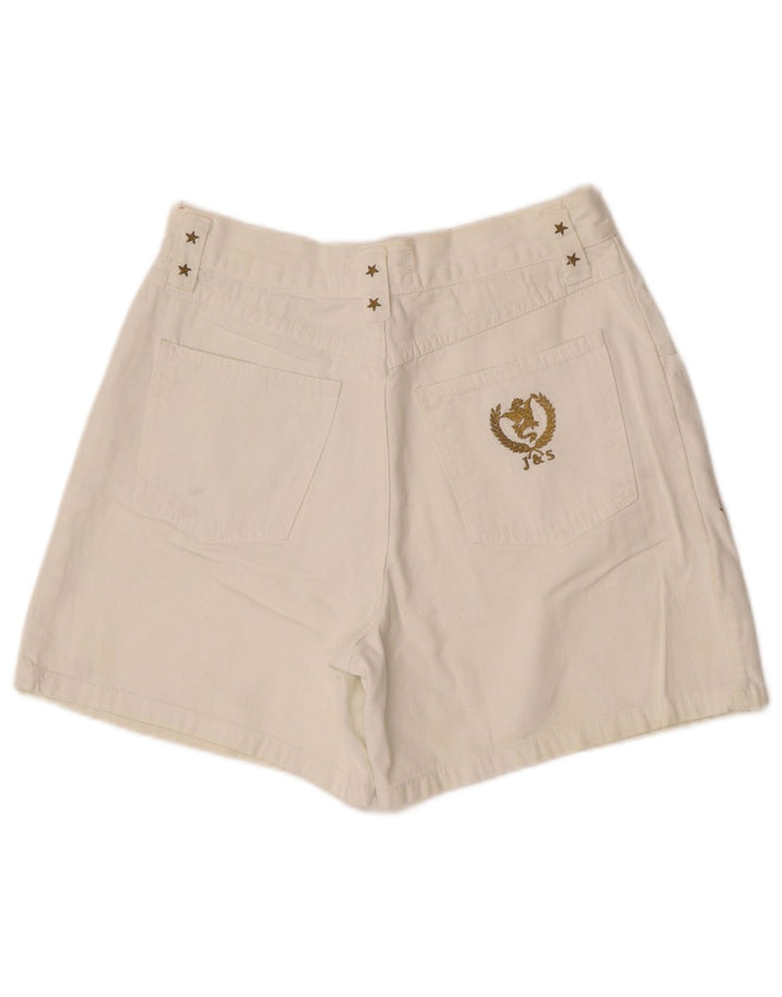 Pantaloncini di jeans vintage da donna IT 42 medi W30 cotone geometrico bianco
