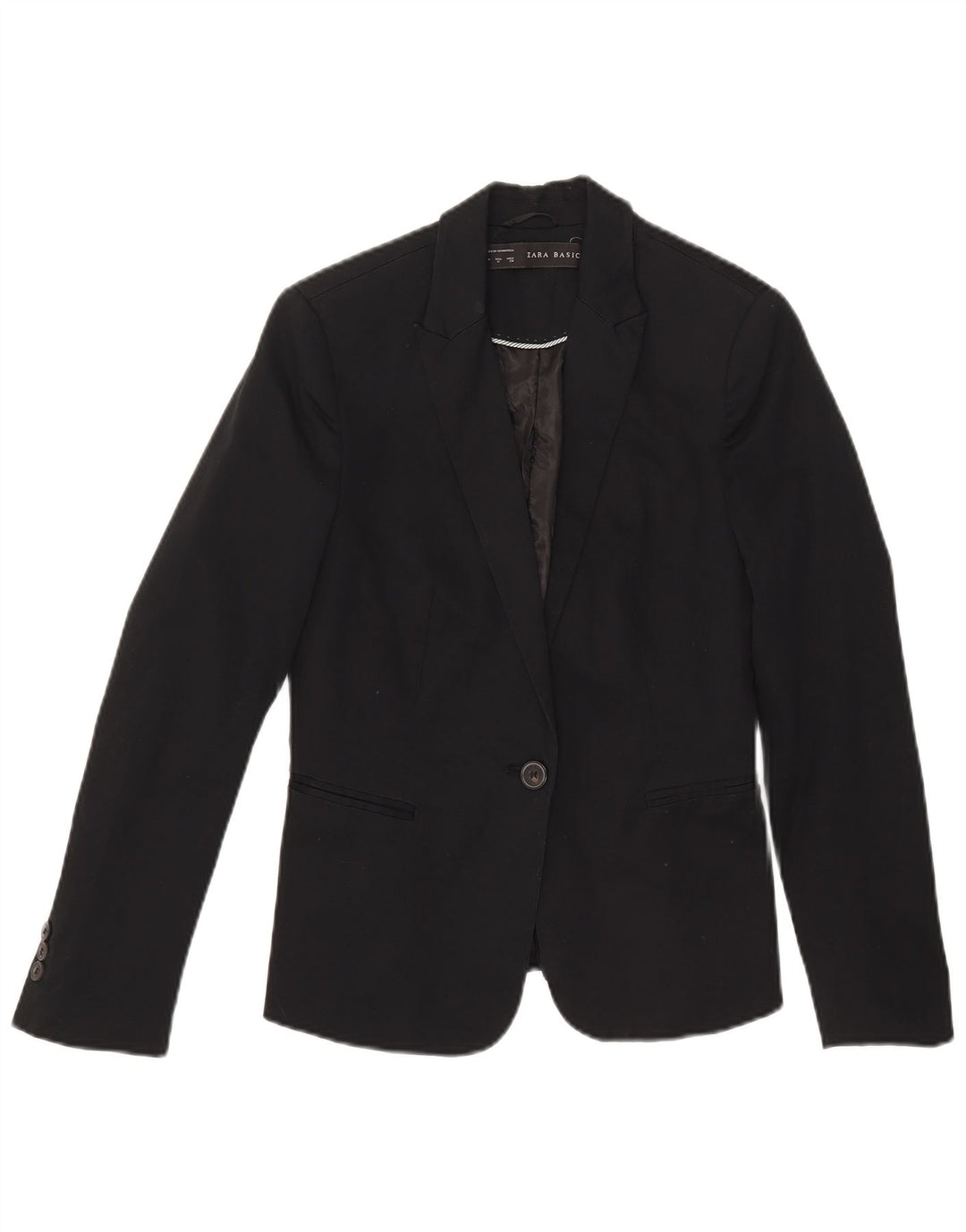 Giacca blazer da donna a 1 bottone Zara UK 12 cotone nero medio
