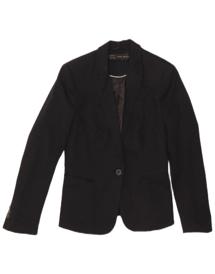 Giacca blazer da donna a 1 bottone Zara UK 12 cotone nero medio