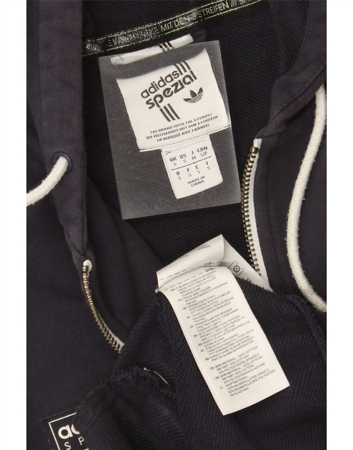 Maglione con cappuccio e zip da uomo ADIDAS piccolo in cotone blu navy