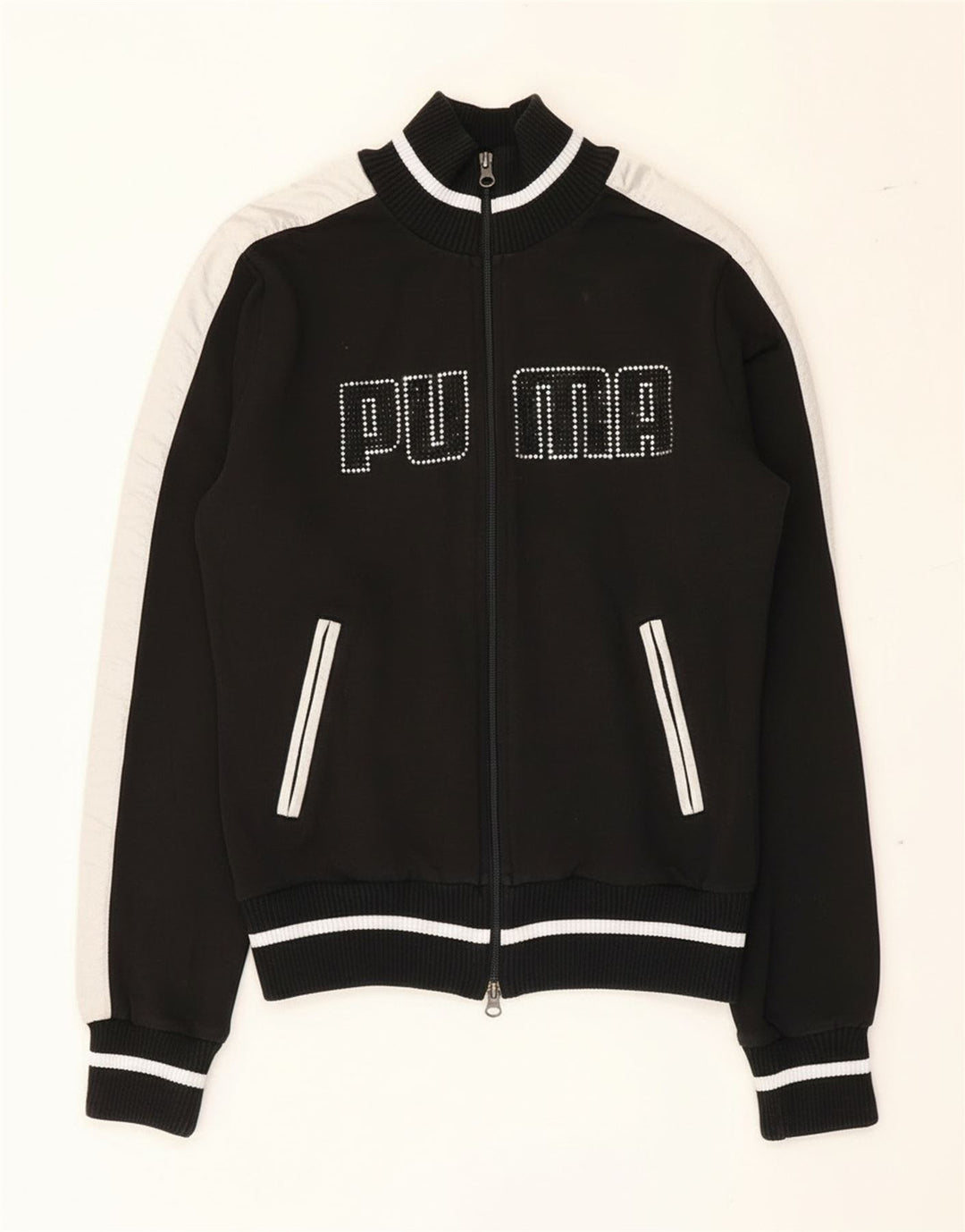 Giacca da tuta grafica da donna Puma UK 12 Medium Black Colourblock