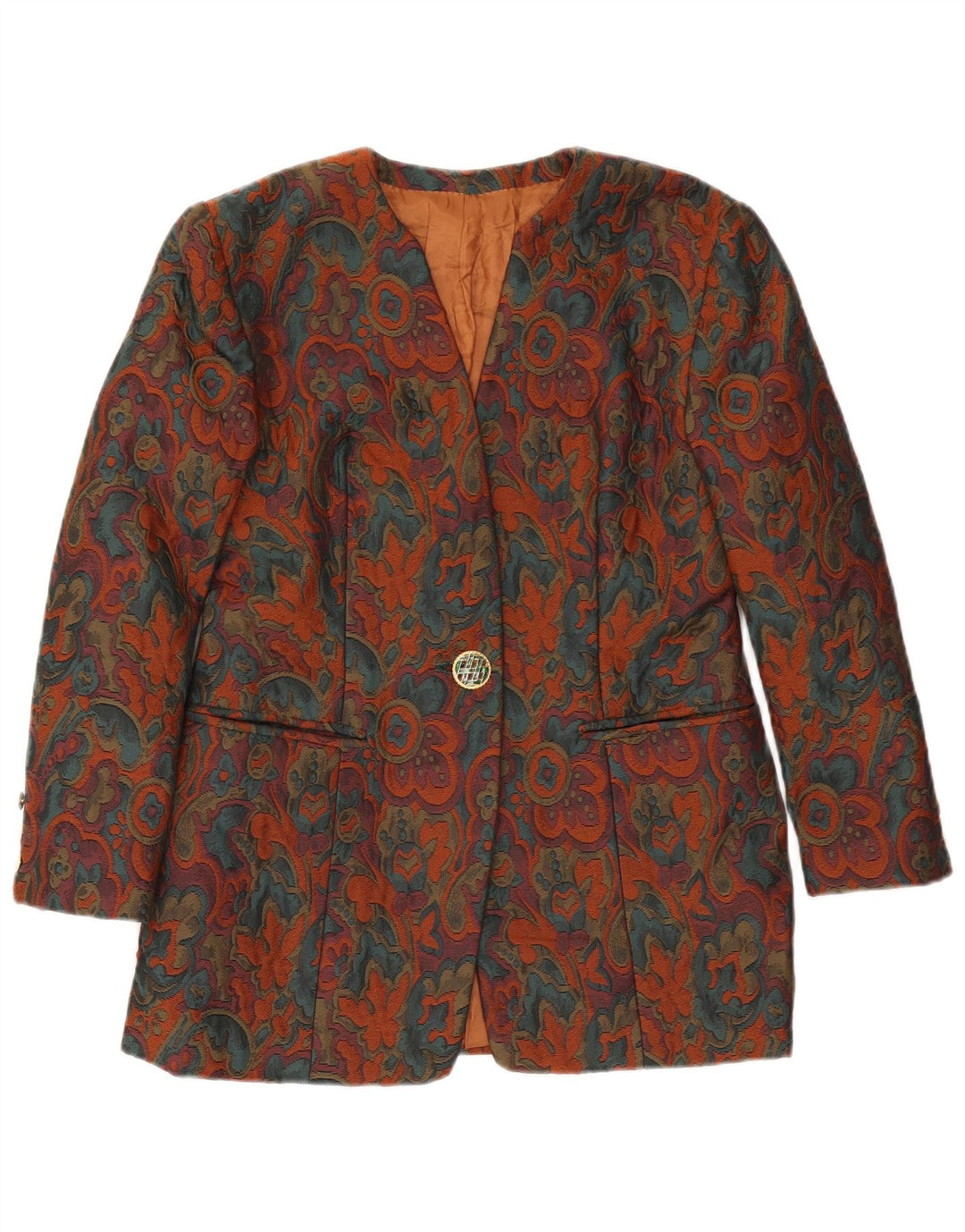 Giacca blazer vintage da donna a 1 bottone UK 10 piccolo floreale multicolore