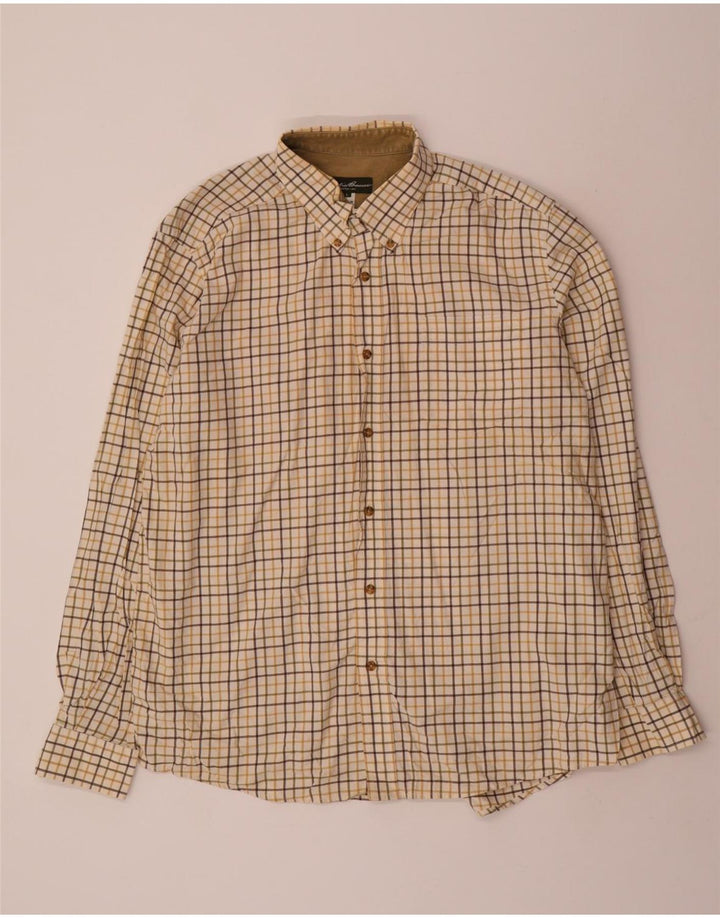 EDDIE BAUER Camicia da uomo grande in cotone a quadri beige