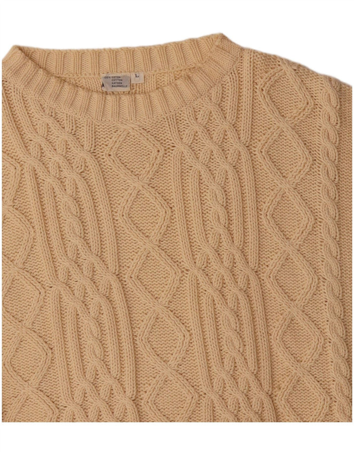 Maglione da uomo con scollo a barca VINTAGE grande in cotone beige