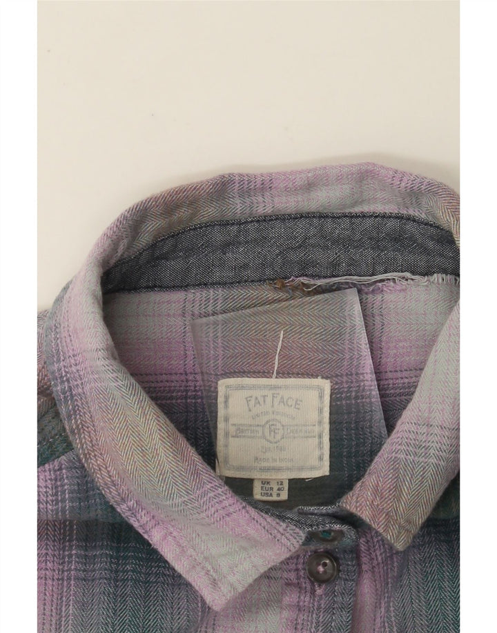 FAT FACE Camicia in flanella da donna UK 12 Cotone a quadri viola medio
