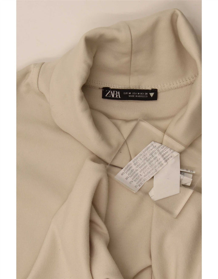 Top corto da donna Zara a maniche lunghe UK 14 Beige medio Poliammide