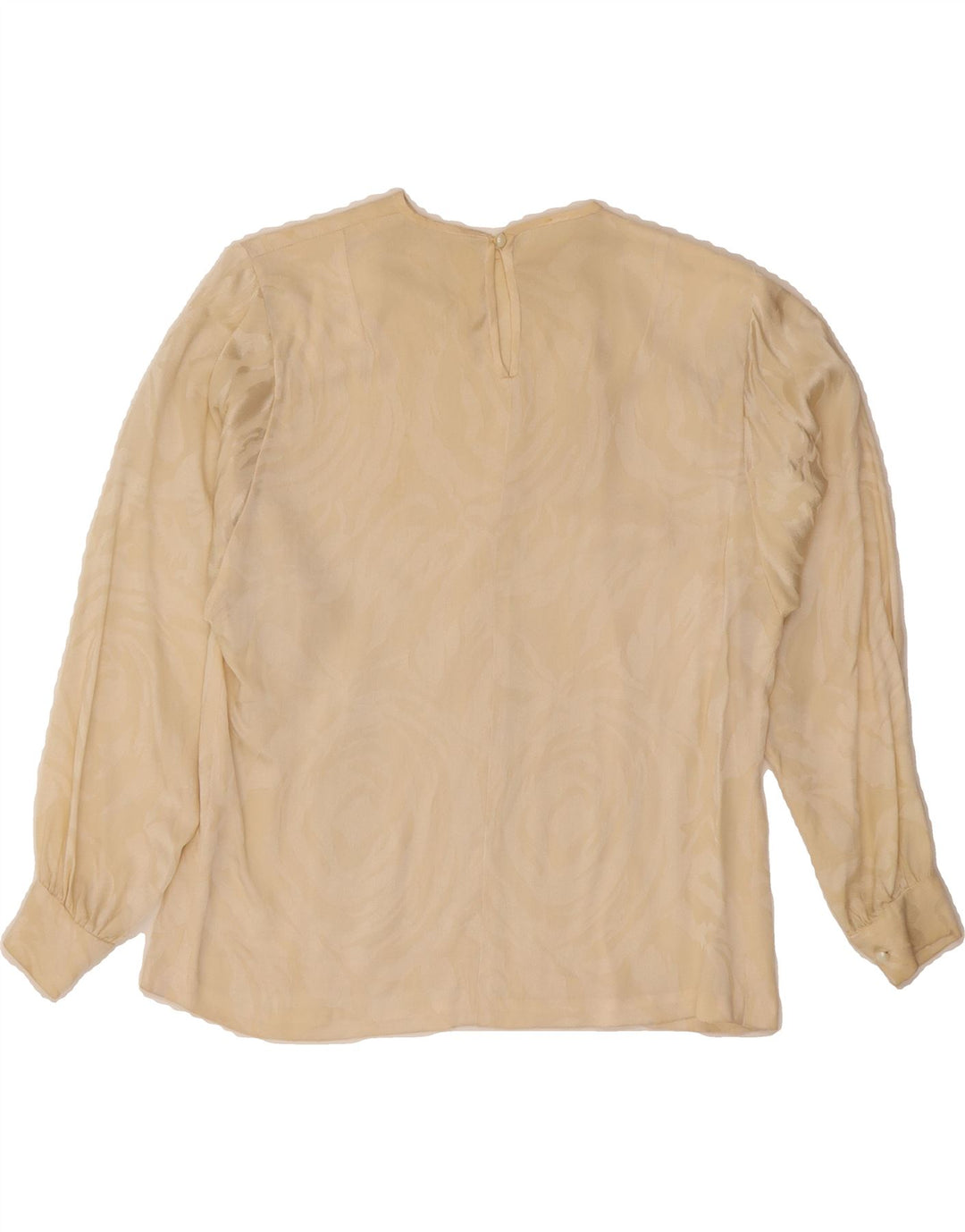 VINTAGE Womens Abstract Pattern Long Sleeve Blouse Top UK 12 Medium Beige Vintage Vintage and Second-Hand Vintage from Messina Hembry 