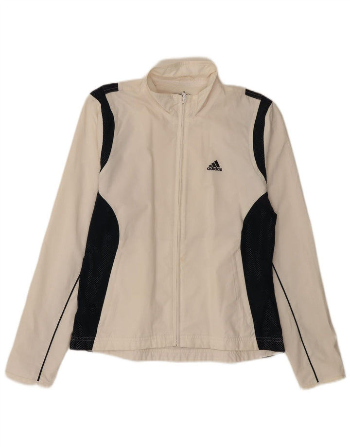 Giacca da tuta da donna ADIDAS UK 12 Medium White Colourblock