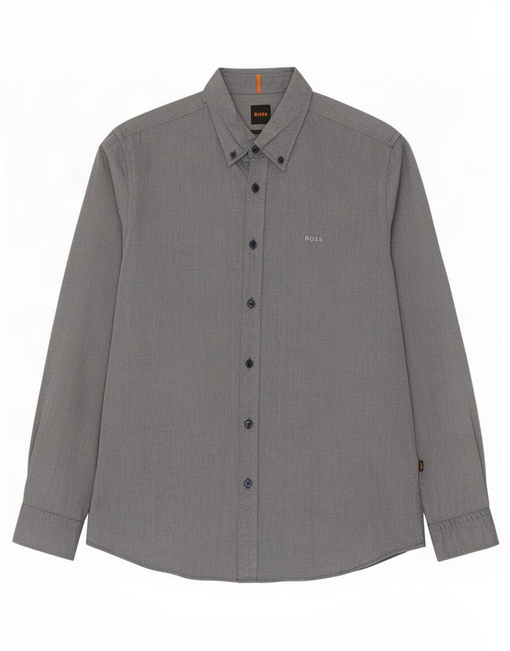 Camicia da uomo Regular Fit Hugo Boss in cotone blu medio