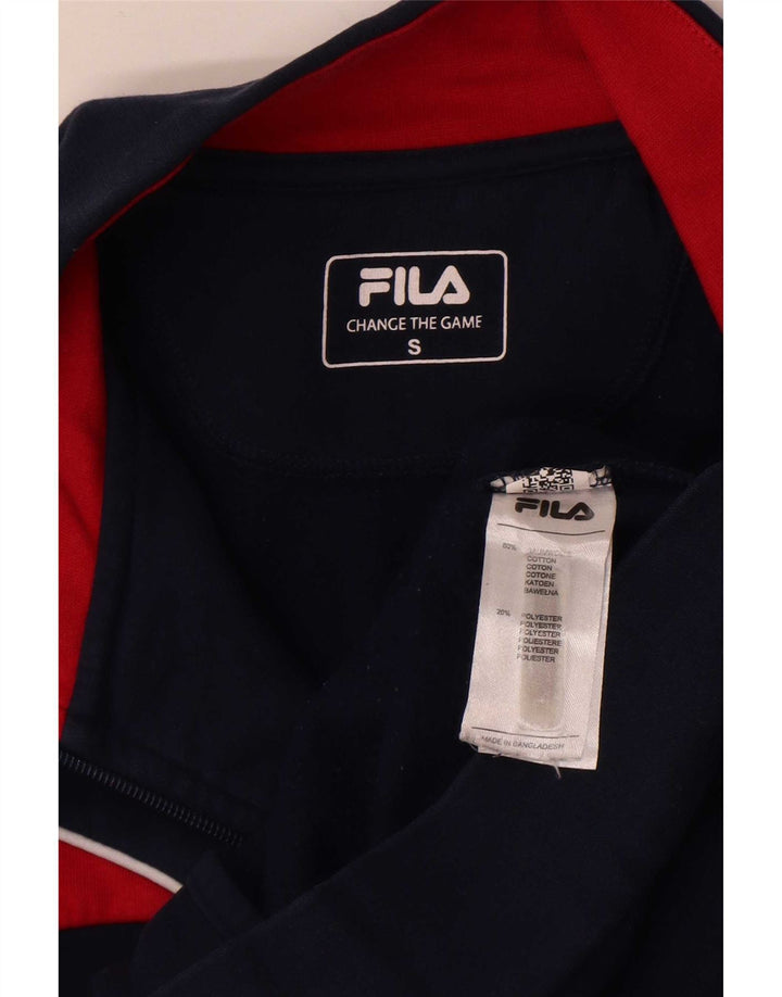 Giacca da ginnastica da uomo Fila piccola in cotone color block blu navy