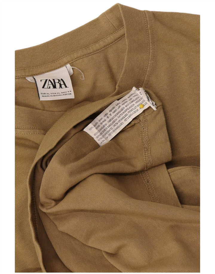 Top Zara da uomo a maniche lunghe XL in cotone beige
