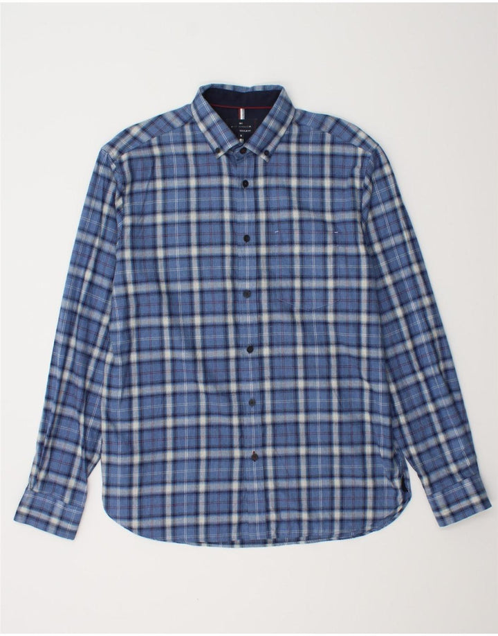 MARKS & SPENCER Camicia da uomo in flanella blu Harbour scozzese blu medio