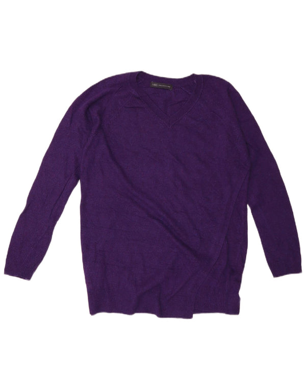 MARKS & SPENCER Maglione oversize da donna con scollo a V UK 10 Piccolo Viola