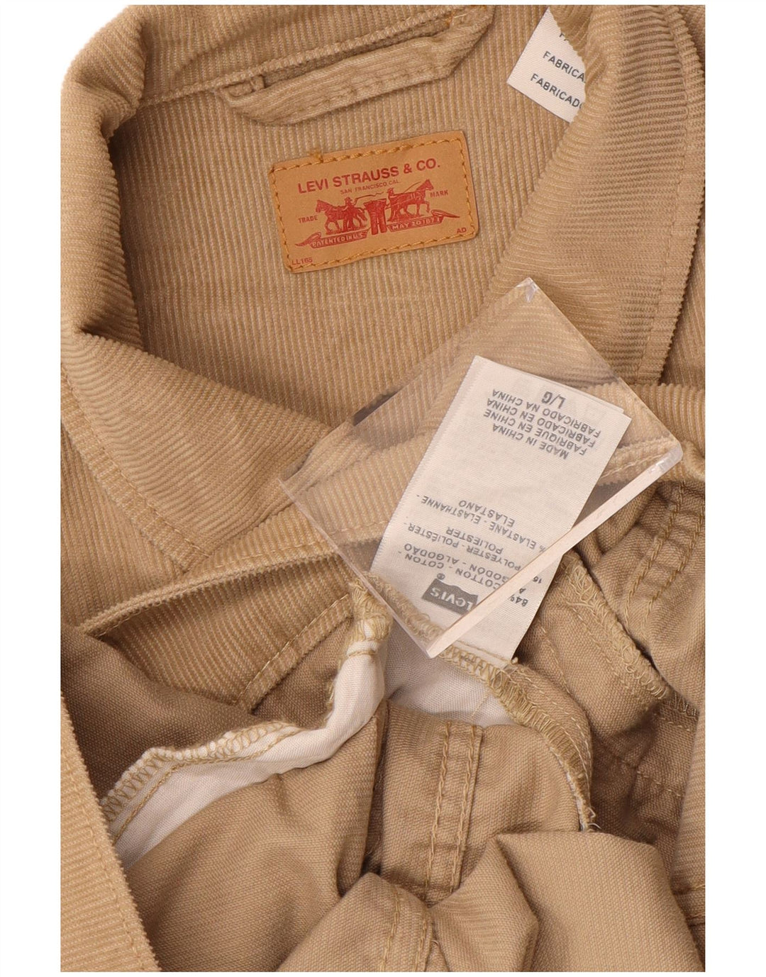 Giacca da donna in velluto a coste LEVI'S UK 16 grande cotone beige