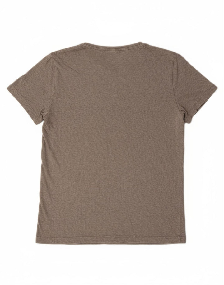 TOMMY HILFIGER Mens Graphic T-Shirt Top Medium Grey Striped Cotton