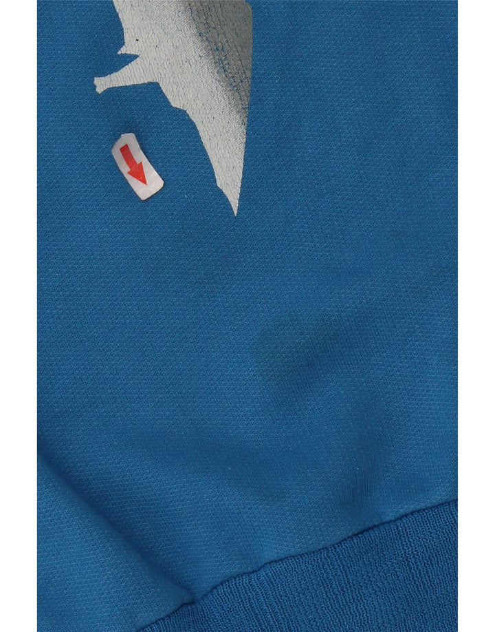 Felpa grafica da uomo vintage maglione blu medio in cotone retrò