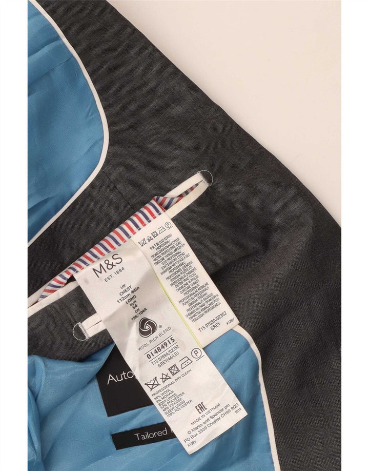 Giacca blazer lunga a 2 bottoni Marks & Spencer da uomo UK 44 2XL Lana grigia
