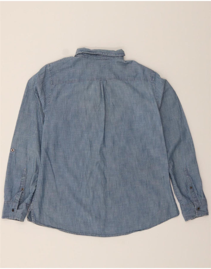 L.L.BEAN Womens Longline Pullover Shirt UK 14 Medium Blue Cotton Vintage L.L.Bean and Second-Hand L.L.Bean from Messina Hembry 