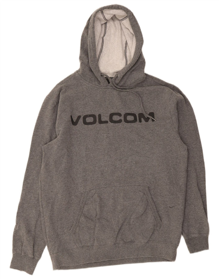 Felpa con cappuccio grafica da uomo Volcom grande in cotone grigio