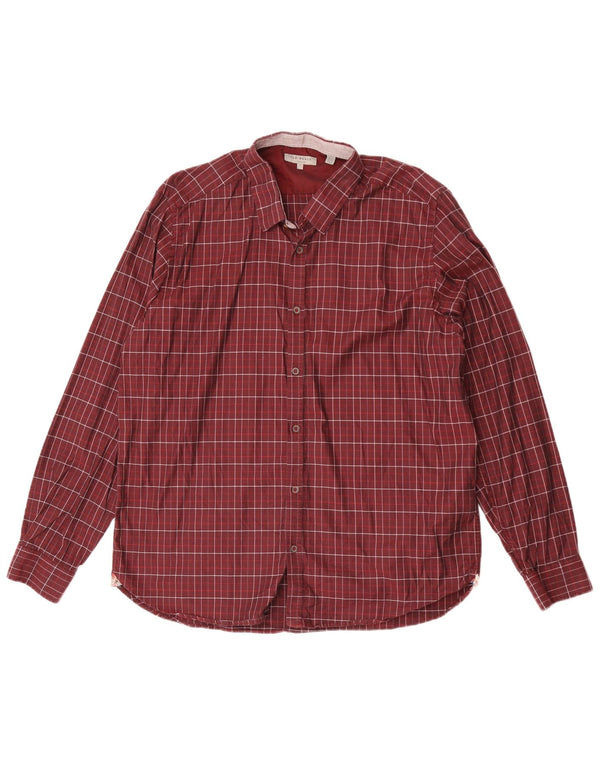 Camicia da uomo Ted Baker taglia 7 3XL cotone a quadri marrone