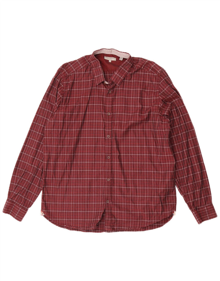 Camicia da uomo Ted Baker taglia 7 3XL cotone a quadri marrone