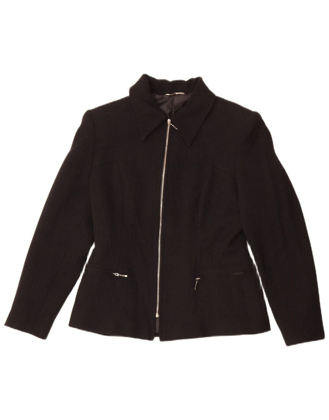 Giacca blazer vintage da donna con zip intera IT 42 poliestere nero medio