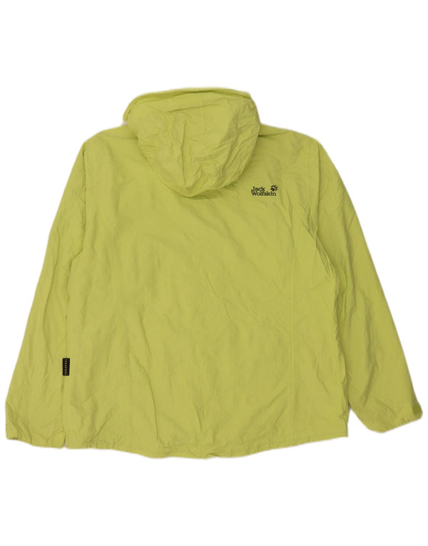 JACK WOLFSKIN Giacca antipioggia da donna con cappuccio UK 18 XL Verde poliammide